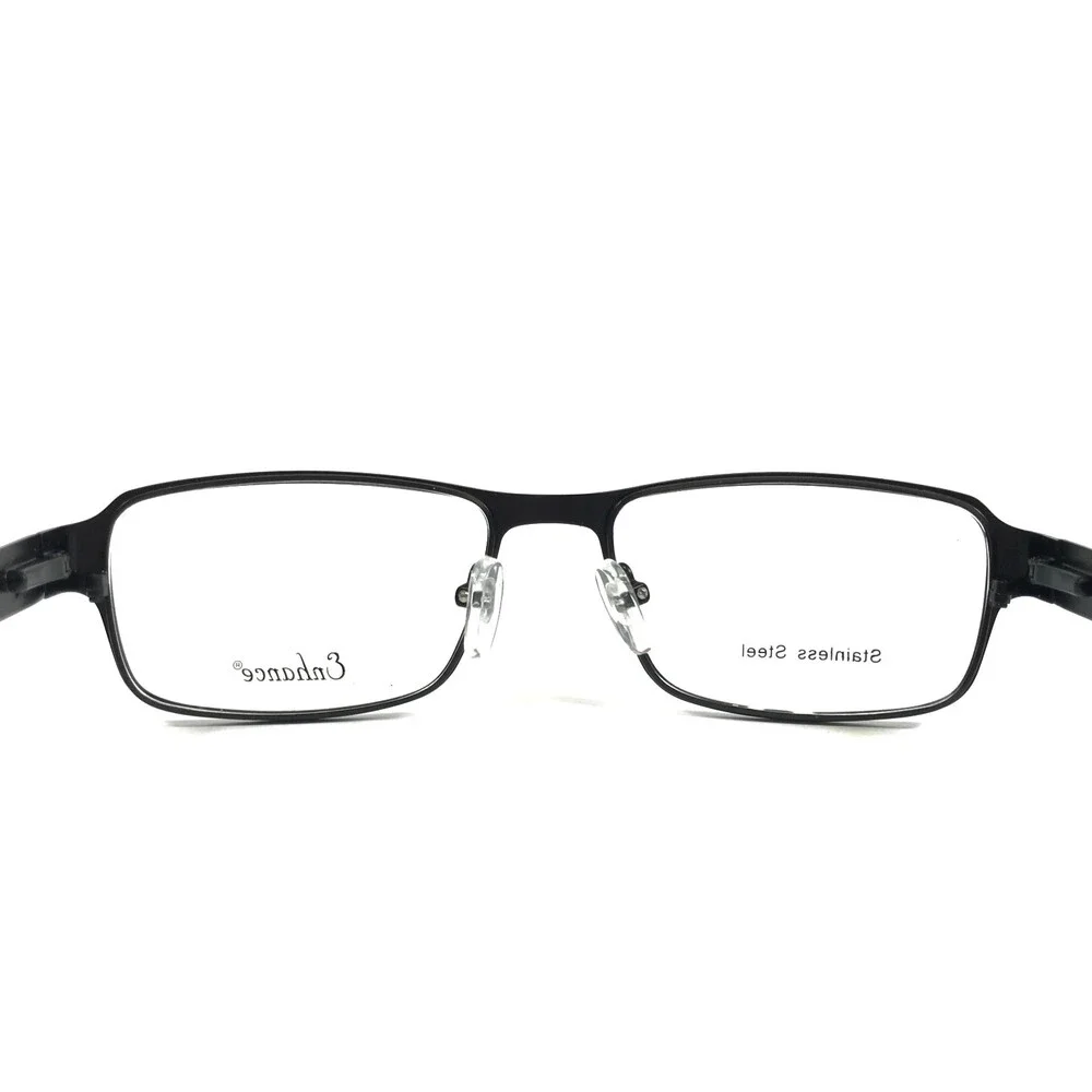 Enhance Eyeglasses Frames 4185 SBK Satin Black Rectangle Full Rim 54-17-140